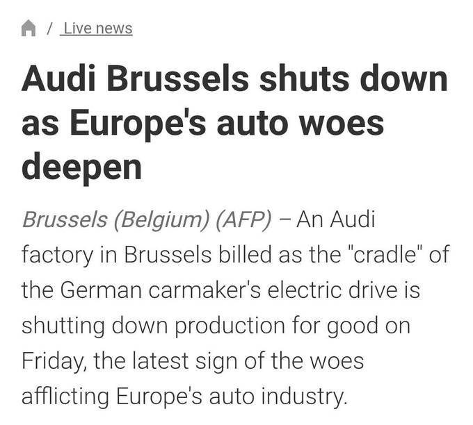 Audi закрывает завод в Брюсселе и увольняет тысячи сотрудников qhtiquuiddeikxkmp
