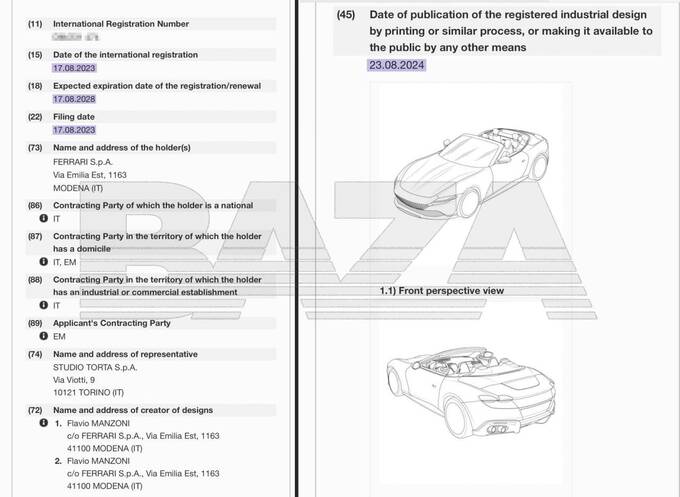 В Росреестре зарегистрировали новую версию кабриолета Ferrari xtidziddritukmp